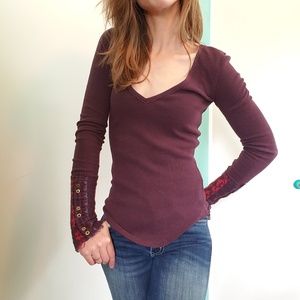 Free people long sleeve cuffed thermal XS